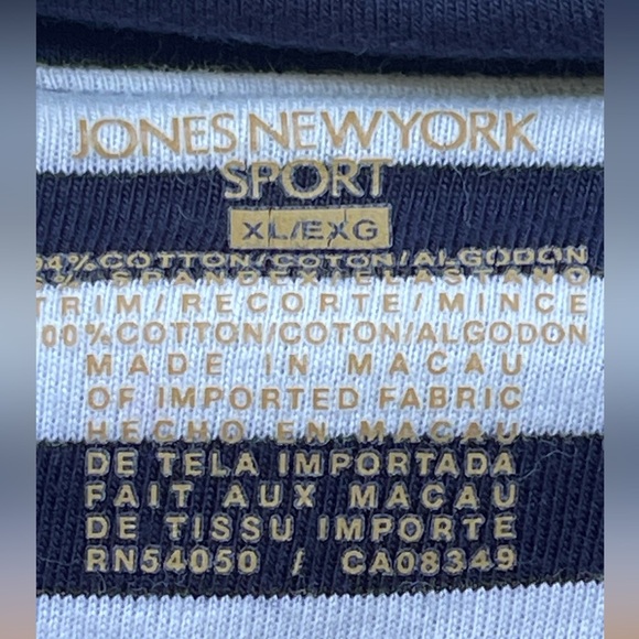 🔥💙Jones New York womens XL stretch full zip jacket, navy & white 3/4 sleeves! - Picture 5 of 6